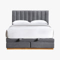 DANIEL Lit double en tissu gris anthracite avec coffre et tiroir 160x200 cm