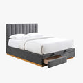 DANIEL Lit double en tissu gris anthracite avec coffre et tiroir 180x200 cm