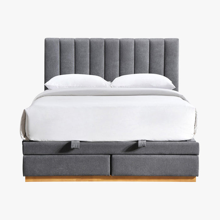 DANIEL Lit double en tissu gris anthracite avec coffre et tiroir 180x200 cm