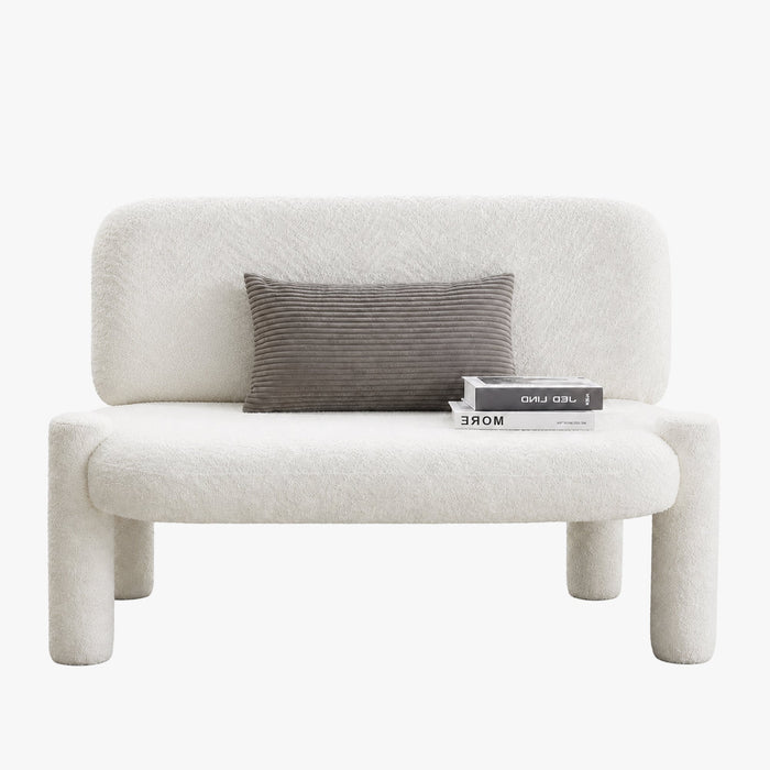 DANITA Canapé 2 places design effet peau de mouton blanc écru