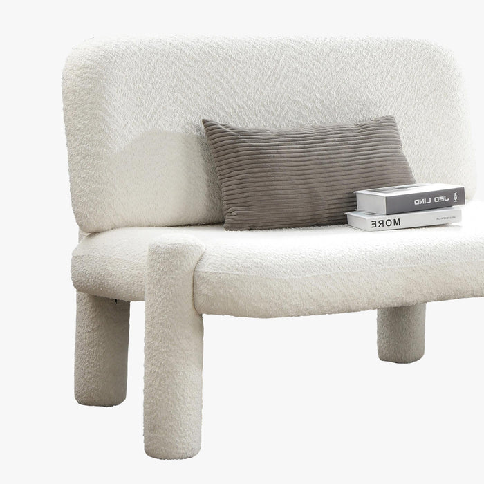 DANITA Canapé 2 places design effet peau de mouton blanc écru