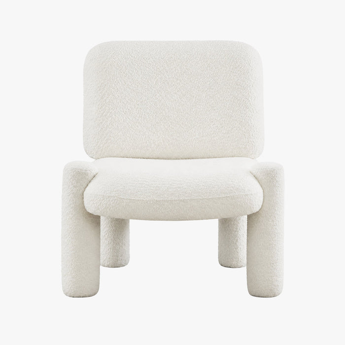 DANITA Fauteuil design effet peau de mouton blanc écru
