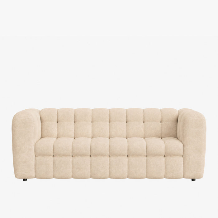 DARIA Canapé 3 places convertible en tissu matelassé beige matelas 14 cm