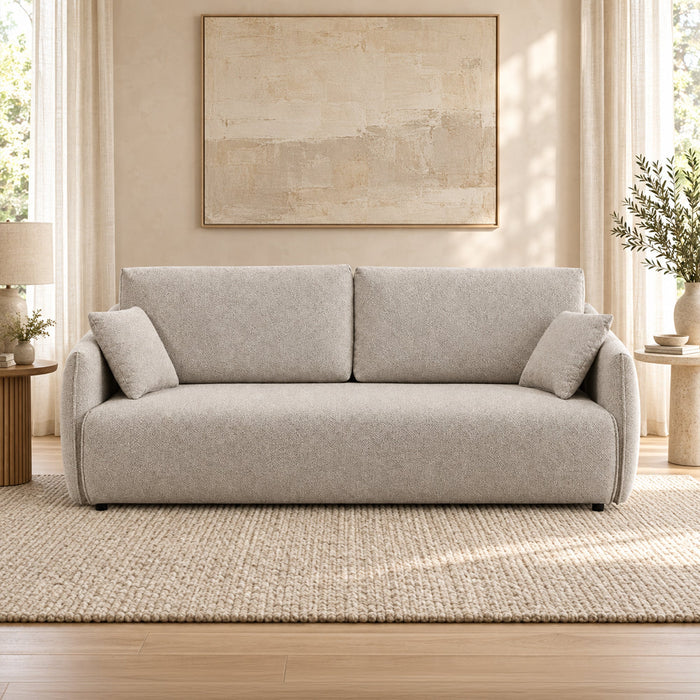 DAYLA Canapé 3 places convertible avec coffre en tissu beige
