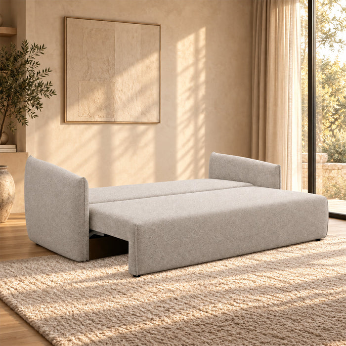DAYLA Canapé 3 places convertible avec coffre en tissu beige – Canapés convertibles – vue 2