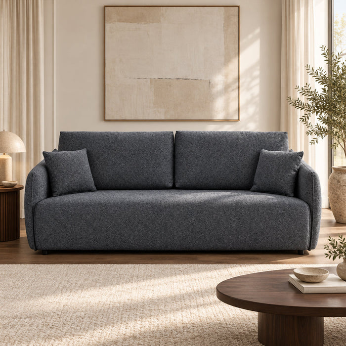 DAYLA Canapé 3 places convertible avec coffre en tissu bleu