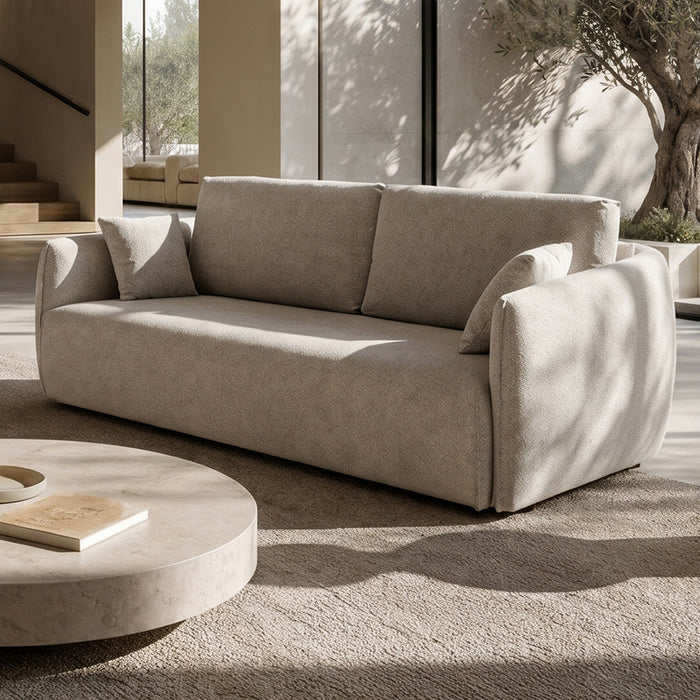 DAYLA Canapé 3 places convertible en tissu beige
