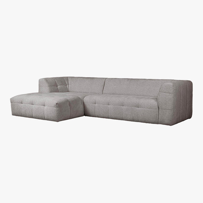 DEYNA Canapé d’angle en tissu capitonné gris foncé - Angle gauche