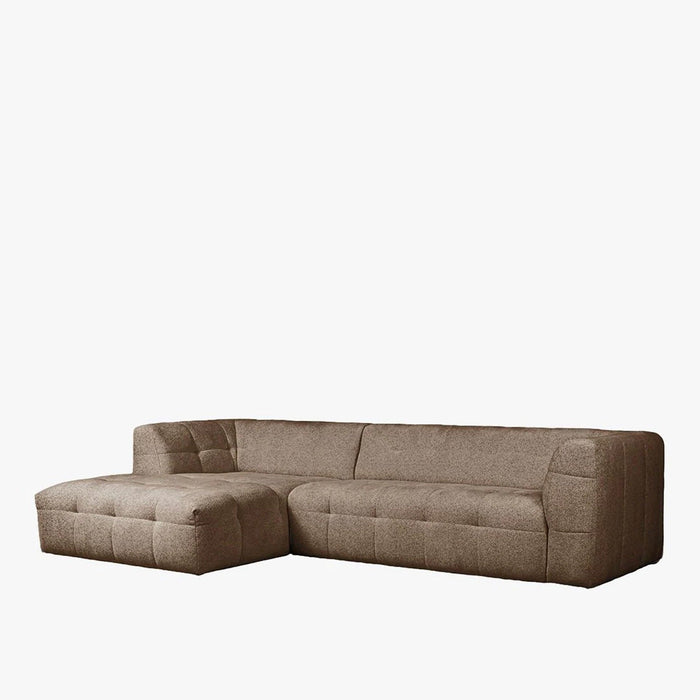 DEYNA Canapé d’angle en tissu capitonné taupe - Angle gauche