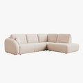 DJENA Canapé d'angle convertible avec coffre en tissu bouclette beige - Angle droit