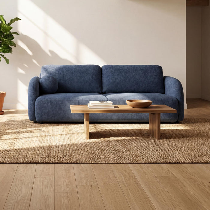DRIXY Canapé 3 places convertible avec coffre en tissu bleu foncé