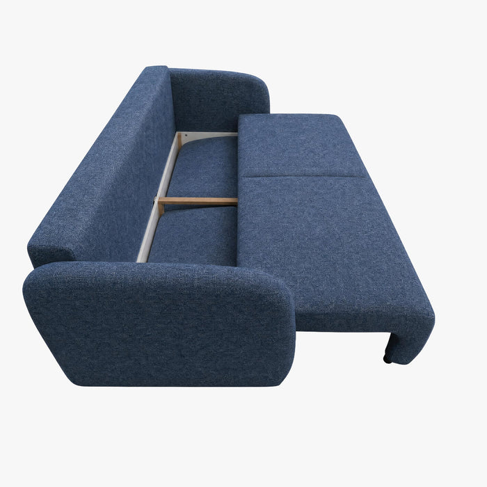 DRIXY Canapé 3 places convertible avec coffre en tissu bleu foncé