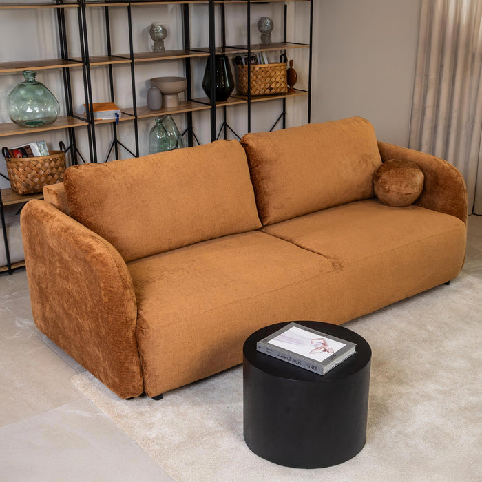 DRIXY Canapé 3 places convertible avec coffre en tissu orange