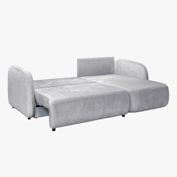 DRIXY Canapé d'angle convertible avec coffre en tissu gris - Angle droit