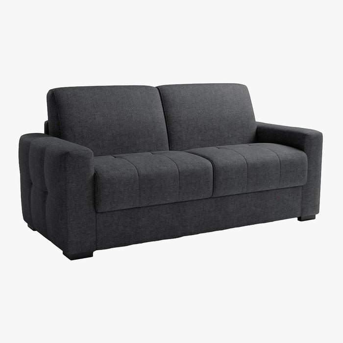 DYLANE Canapé 3 places convertible tissu capitonné gris anthracite matelas 22 cm