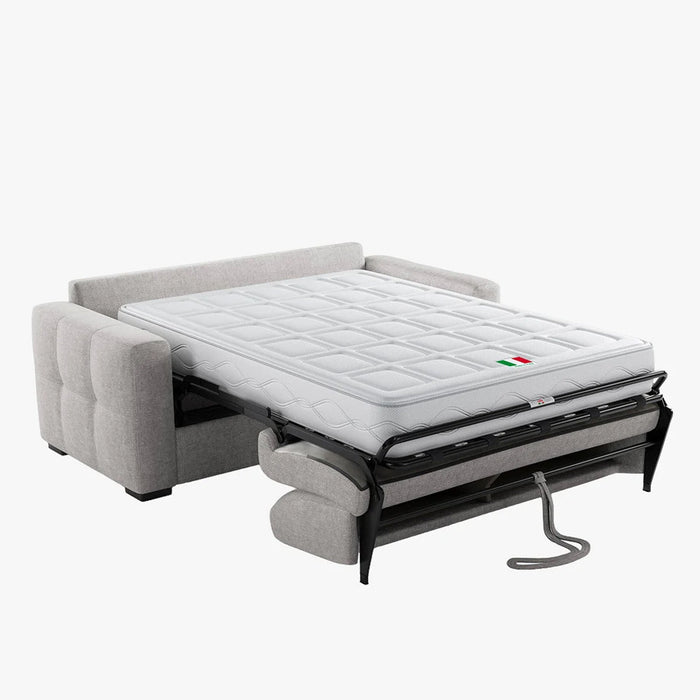 DYLANE Canapé 3 places convertible tissu capitonné gris clair matelas 22 cm