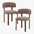 EFILIA Lot de 2 chaises en tissu marron pieds couleur bois foncé