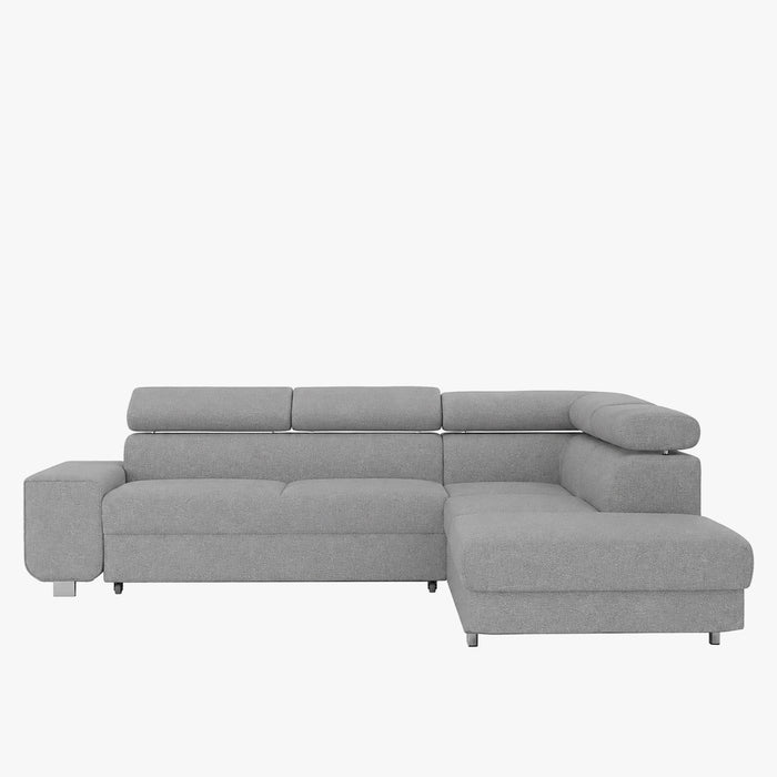 EIDEN Canapé d'angle convertible avec coffre en tissu gris clair - Angle droit