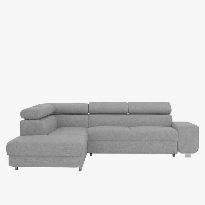 EIDEN Canapé d'angle convertible avec coffre en tissu gris clair - Angle gauche