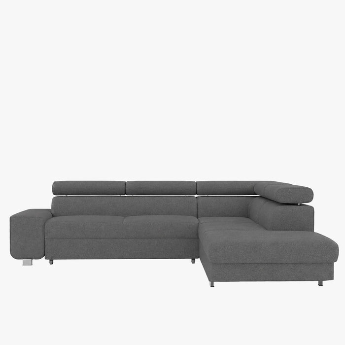 EIDEN Canapé d'angle convertible avec coffre en tissu gris foncé - Angle droit