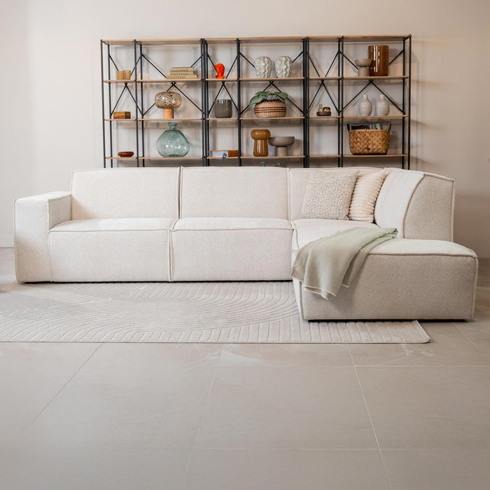 ELIA Canapé d'angle en tissu beige - Angle droit