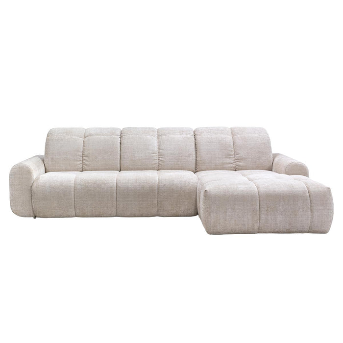 ELIOS Canapé d'angle convertible avec coffre en tissu beige - Angle droit