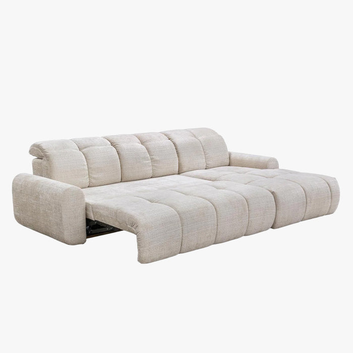 ELIOS Canapé d'angle convertible avec coffre en tissu beige - Angle droit