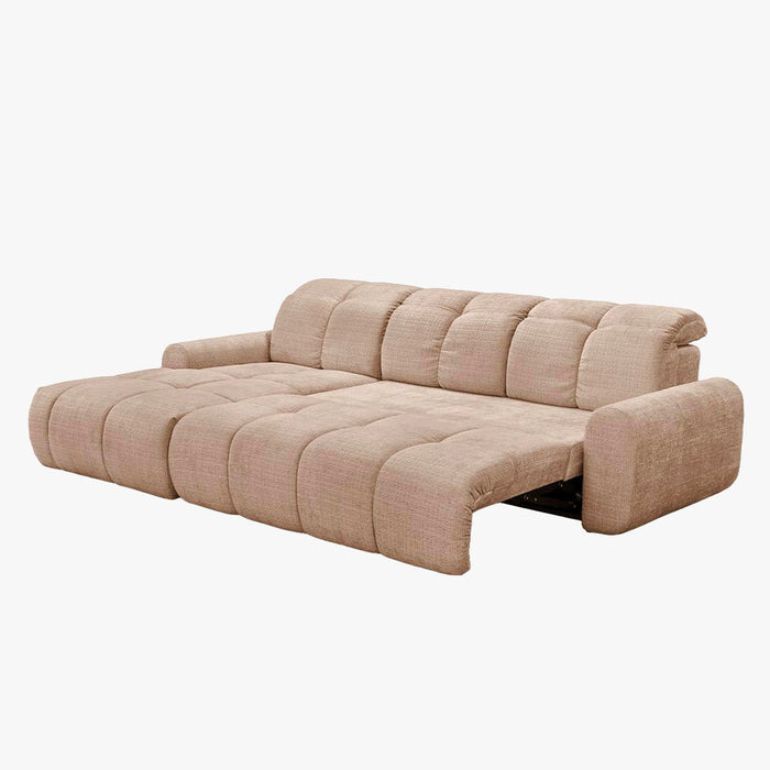 ELIOS Canapé d'angle convertible avec coffre en tissu taupe - Angle gauche