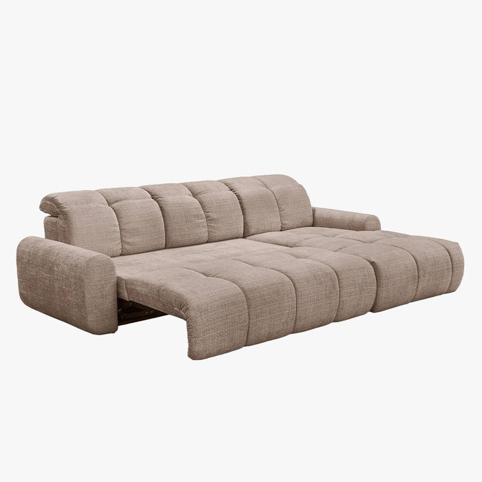 ELIOS Canapé d'angle convertible avec coffre en tissu taupe foncé - Angle droit