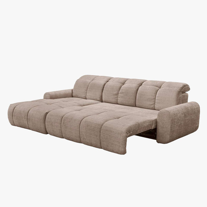 ELIOS Canapé d'angle convertible avec coffre en tissu taupe foncé - Angle gauche