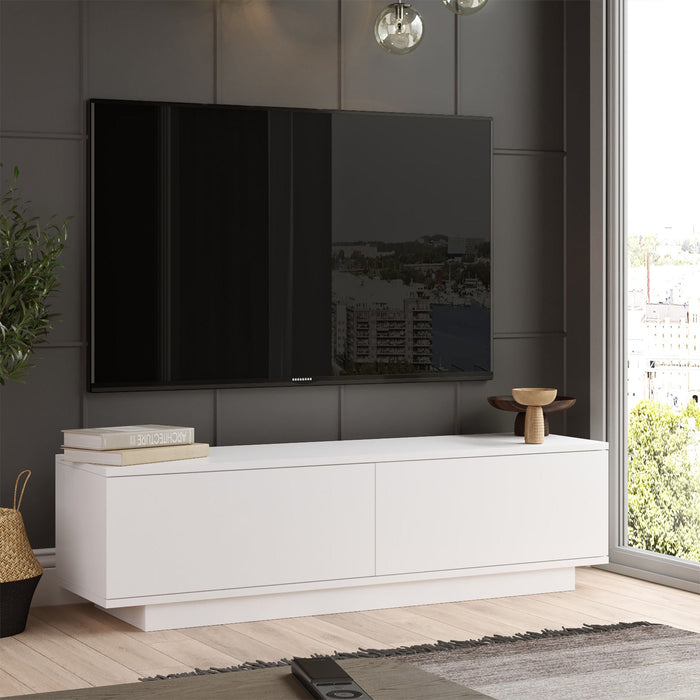 ELONIE Meuble TV 2 portes blanc