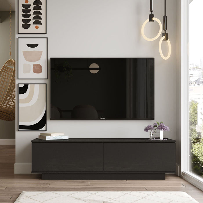 ELONIE Meuble TV 2 portes noir