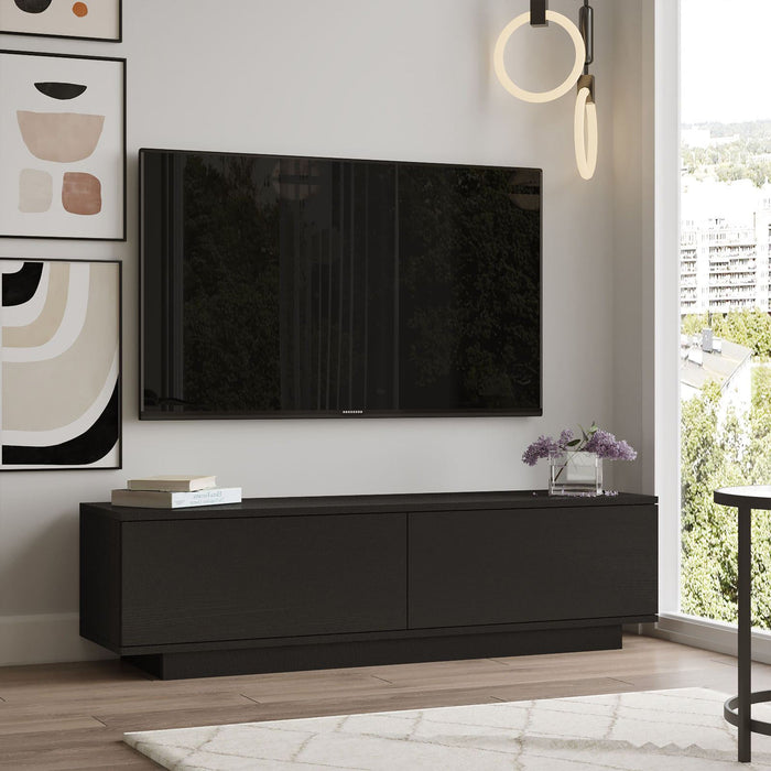 ELONIE Meuble TV 2 portes noir