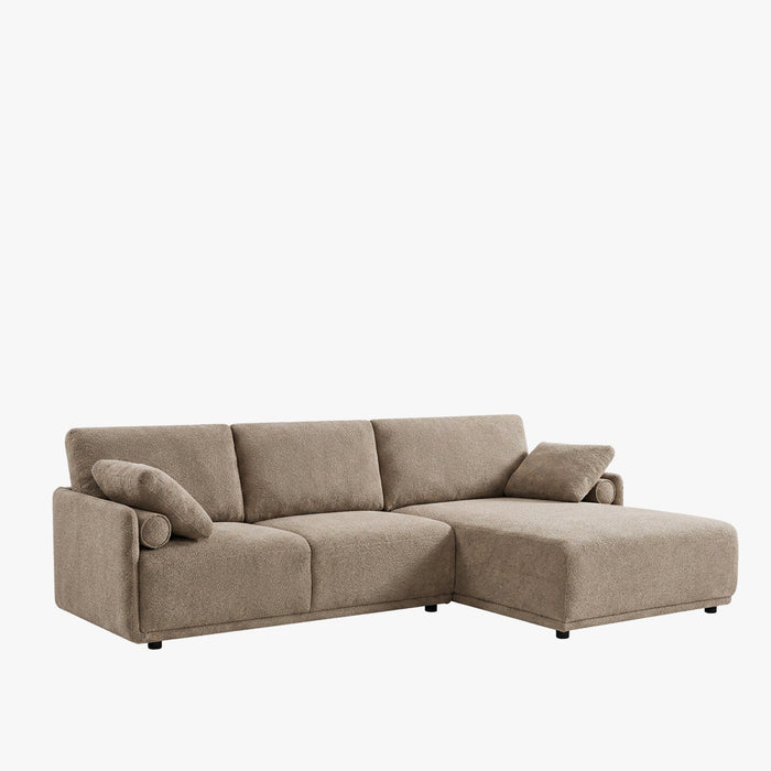 ELORA Canapé d'angle en tissu beige - Angle droit