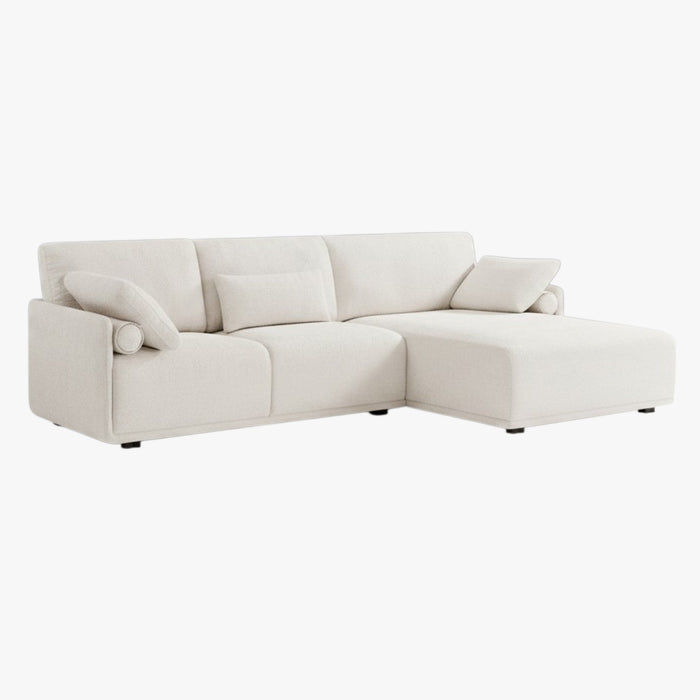 ELORA Canapé d'angle en tissu blanc écru - Angle droit