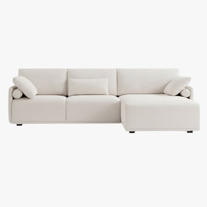 ELORA Canapé d'angle en tissu blanc écru - Angle droit