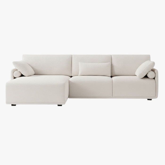 ELORA Canapé d'angle en tissu blanc écru - Angle gauche