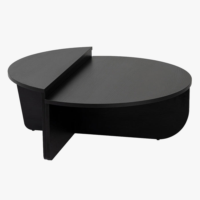 ELYNA Table basse ronde couleur bois noir D90 cm