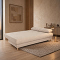 ERIYA Canapé 3 places convertible en velours côtelé beige