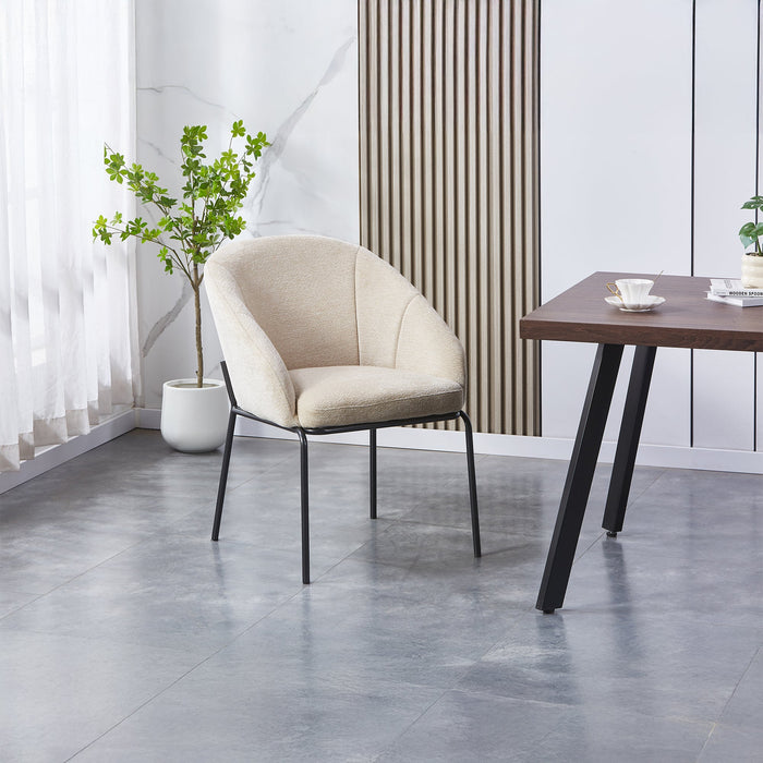 ESMA Chaise en tissu beige pieds en métal noir