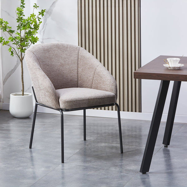 ESMA Chaise en tissu taupe pieds en métal noir