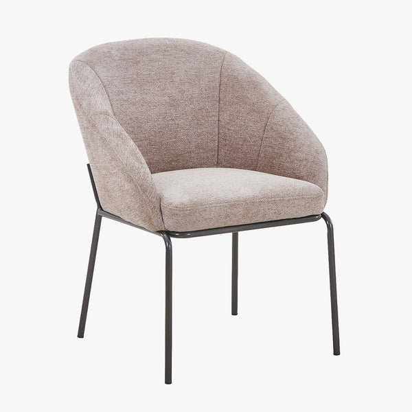 ESMA Chaise en tissu taupe pieds en métal noir