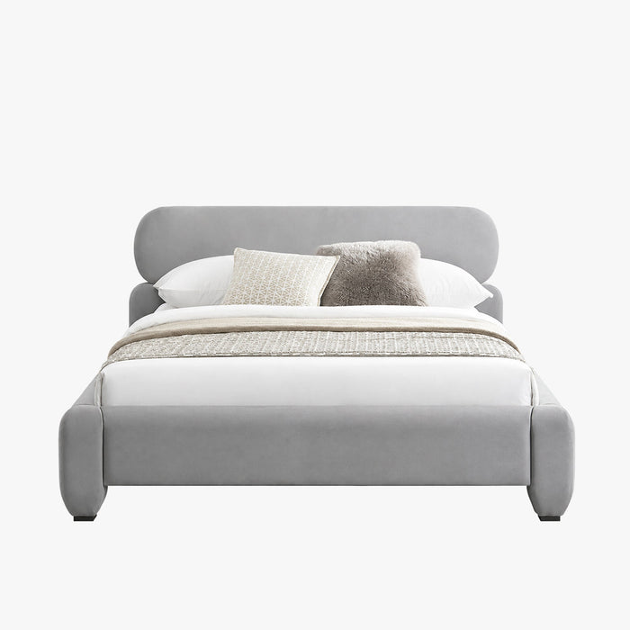 ESTELLE Lit double en velours gris 160x200 cm