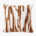 EVELYA Coussin carré en tissu côtelé camel et blanc 43x43 cm