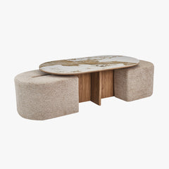 Table basse 2 poufs