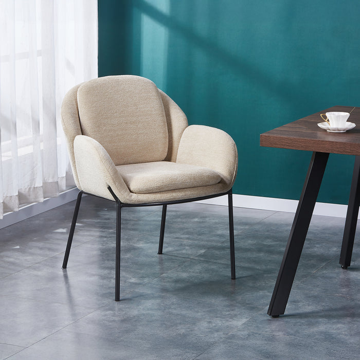 EYLA Chaise en tissu beige pieds en métal noir