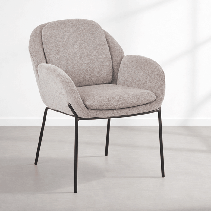 EYLA Chaise en tissu taupe pieds en métal noir