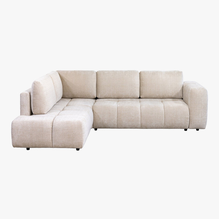 FANY Canapé d'angle convertible en tissu beige - Angle gauche