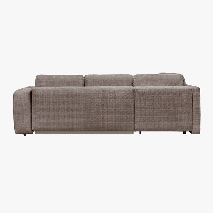 FANY Canapé d'angle convertible en tissu taupe - Angle gauche