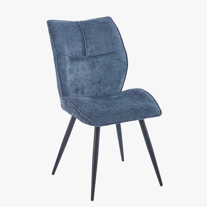 FAYE Lot de 2 chaises en tissu bleu pieds en métal noir